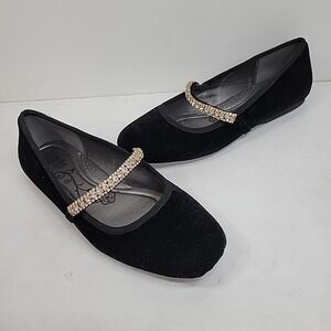 Mootsies Tootsies  Euphoria Womens Sz 11 M Blk Velvet Balletcore Flats Slip On